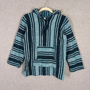 Mexican‎ Baja Hoodie Drug Rug Small Poncho Blanket Y2K Surfer Skater Hippie